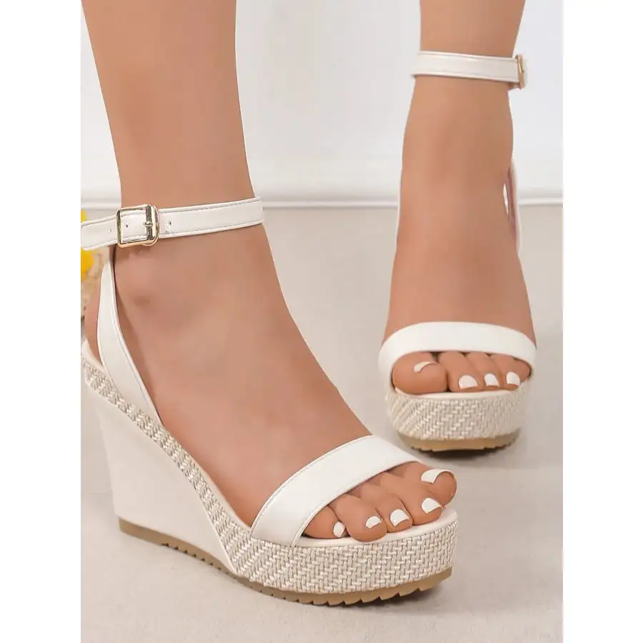 Platform Wedge Sandals with Ankle Strap