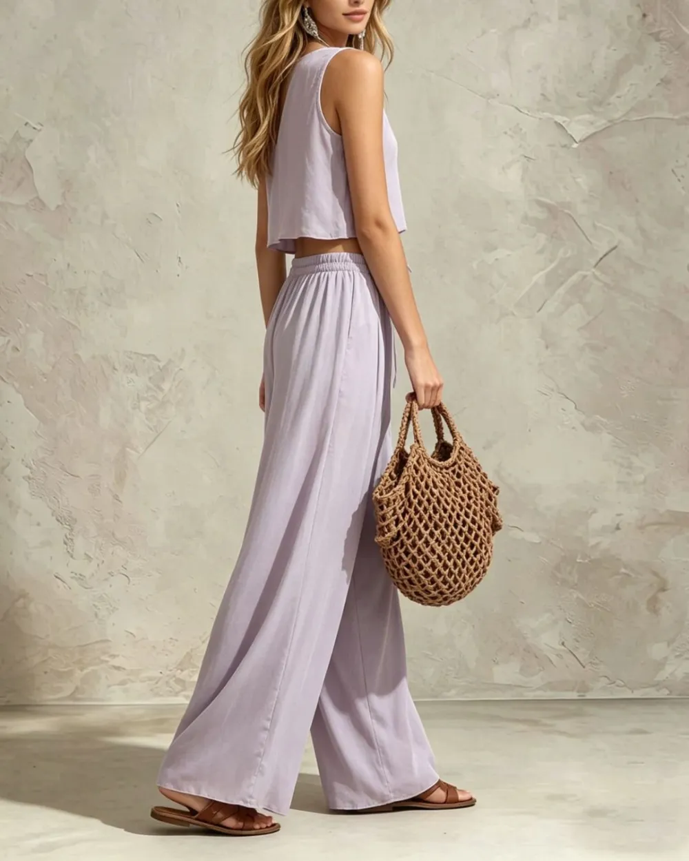 V-Neck Cotton Jersey Matching Set