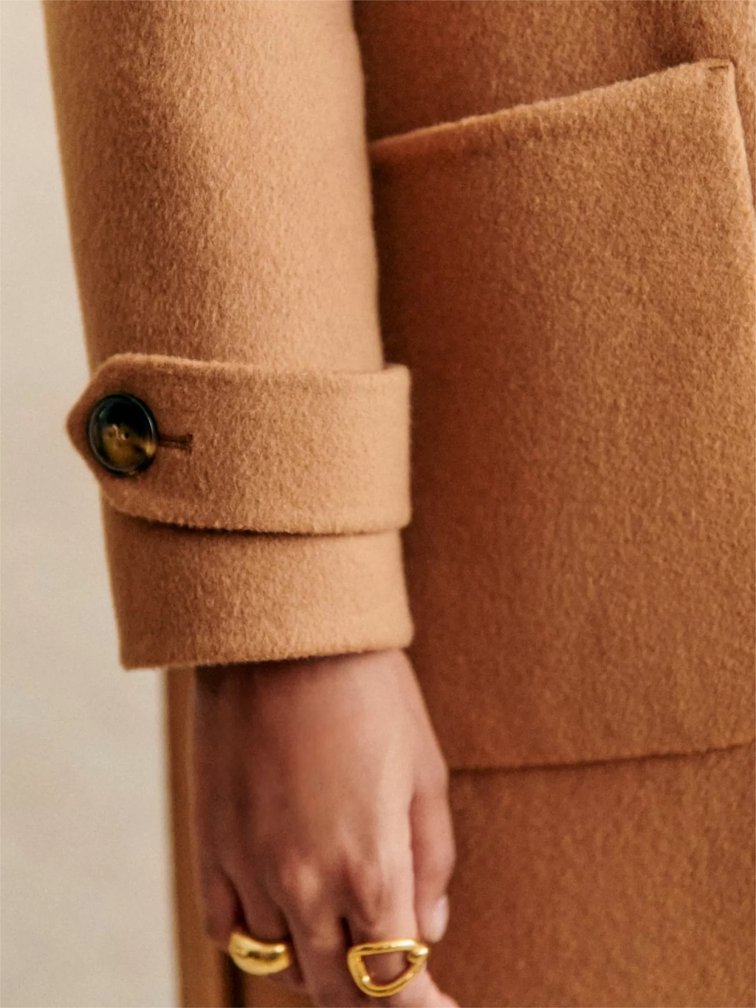 Camel Belted Wrap Coat