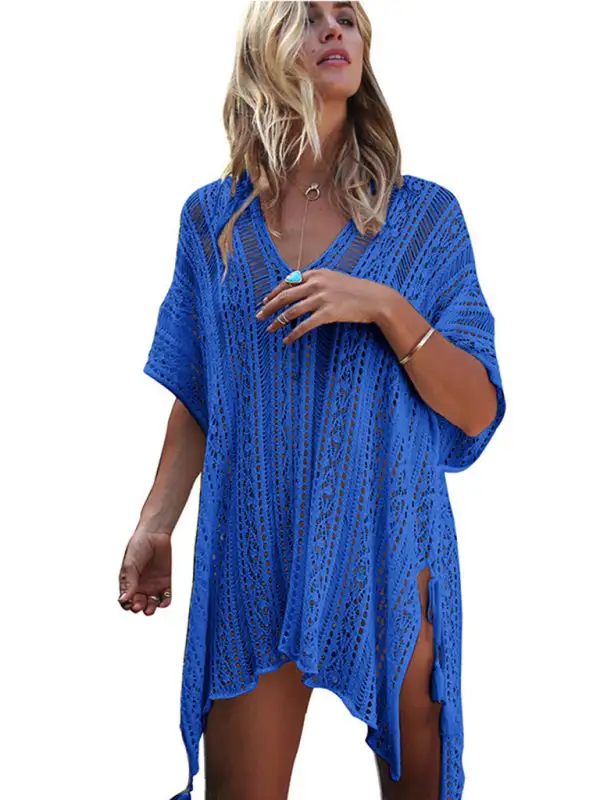 Knitted Hollow Blouse Coverup Swim Cover Up