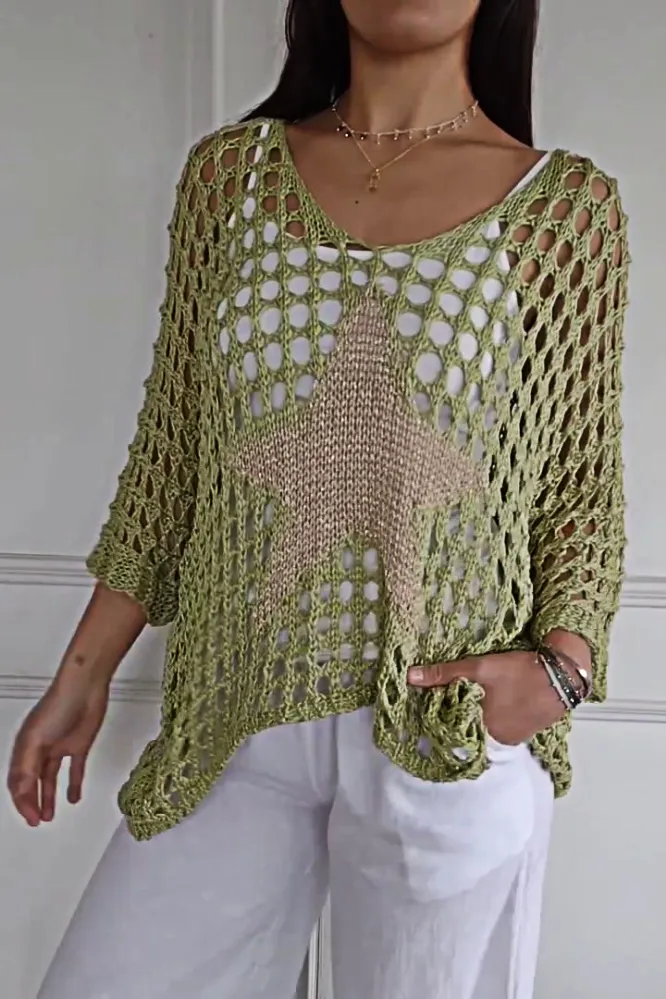 5PACK-Women'S Hollow Star Blouse