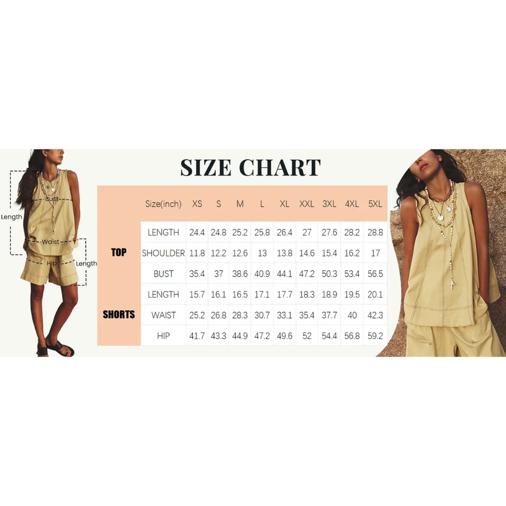 Women's 2 Piece Outfits Sleeveles Summer Matching Sets