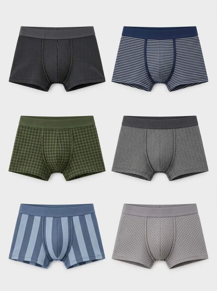 Men's Plaid Stripe Boxer Briefs 6-Pack