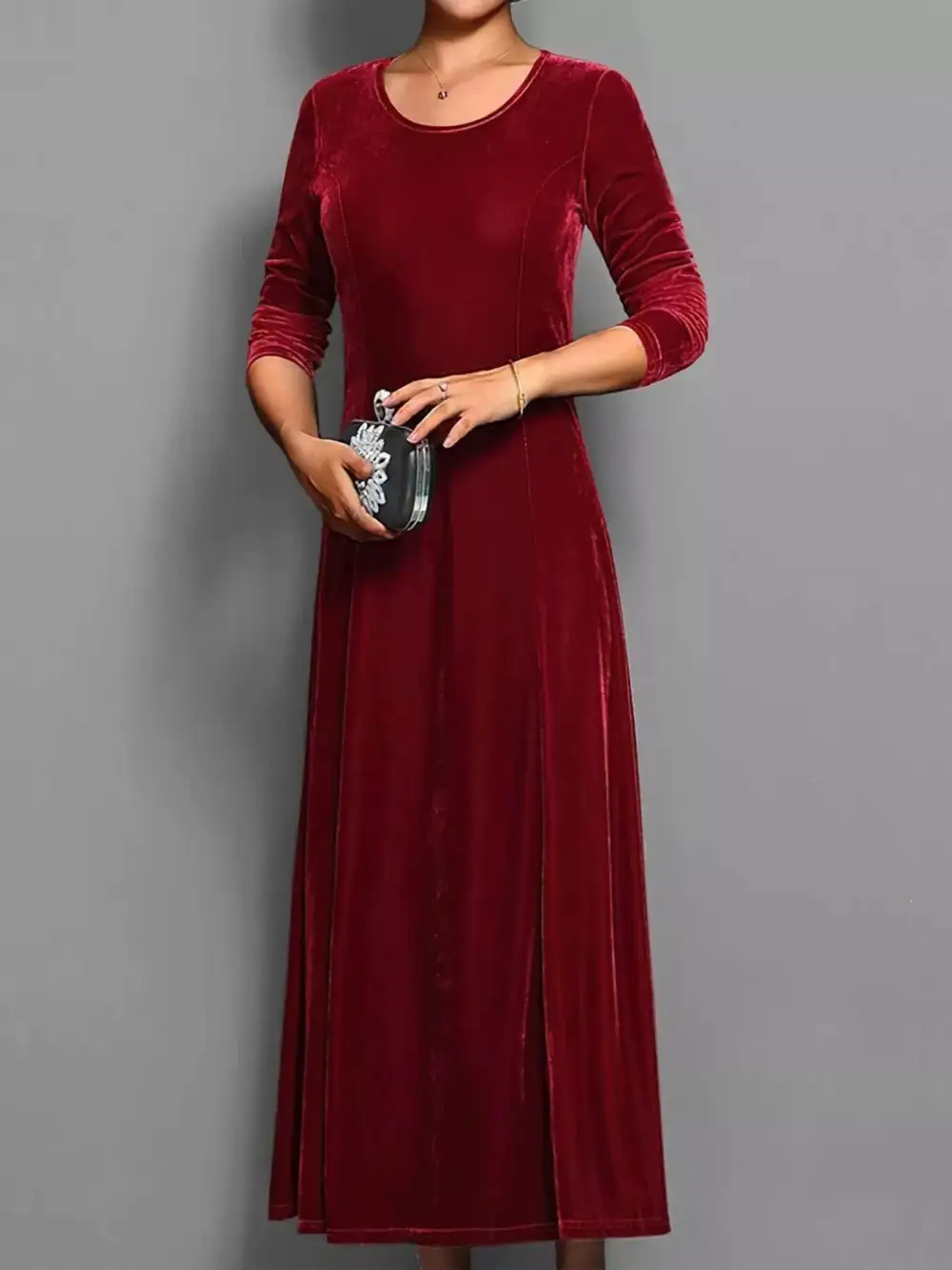 Finish Velvet Long Sleeve Dress