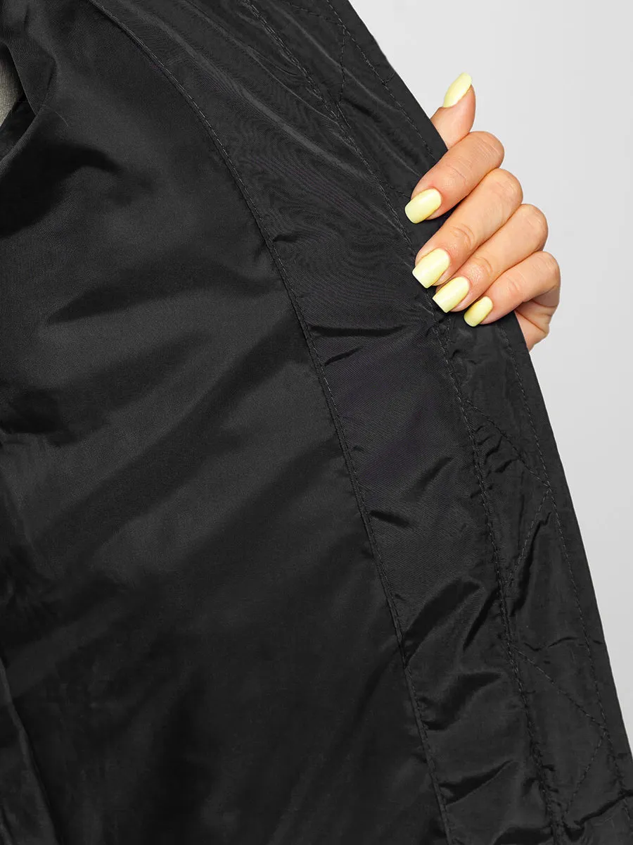 Women's Black Quilted Winter Jacket Without Hood