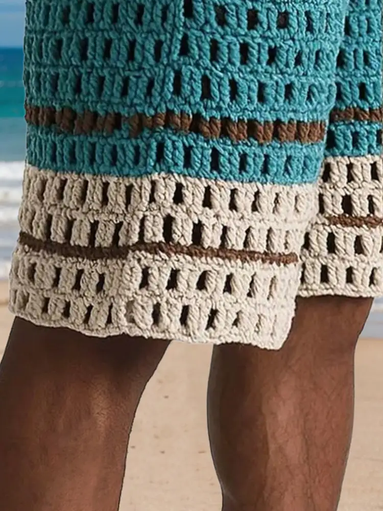 Men's Casual Knit Braided Shorts