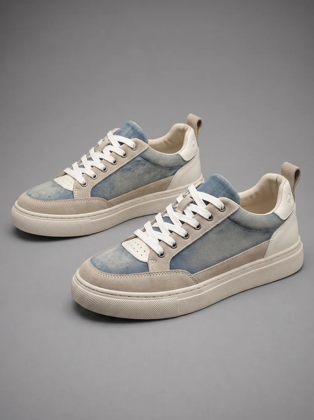 Men's Casual Fashion Denim Suede Patchwork Printed Shoes