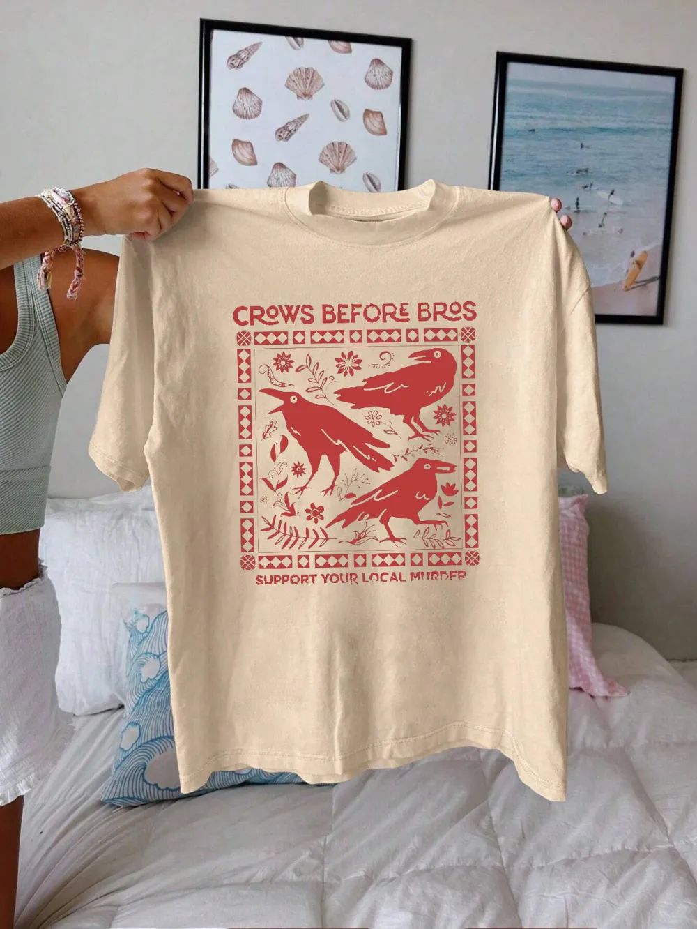 Crows Before Bros Printed T - Shirt
