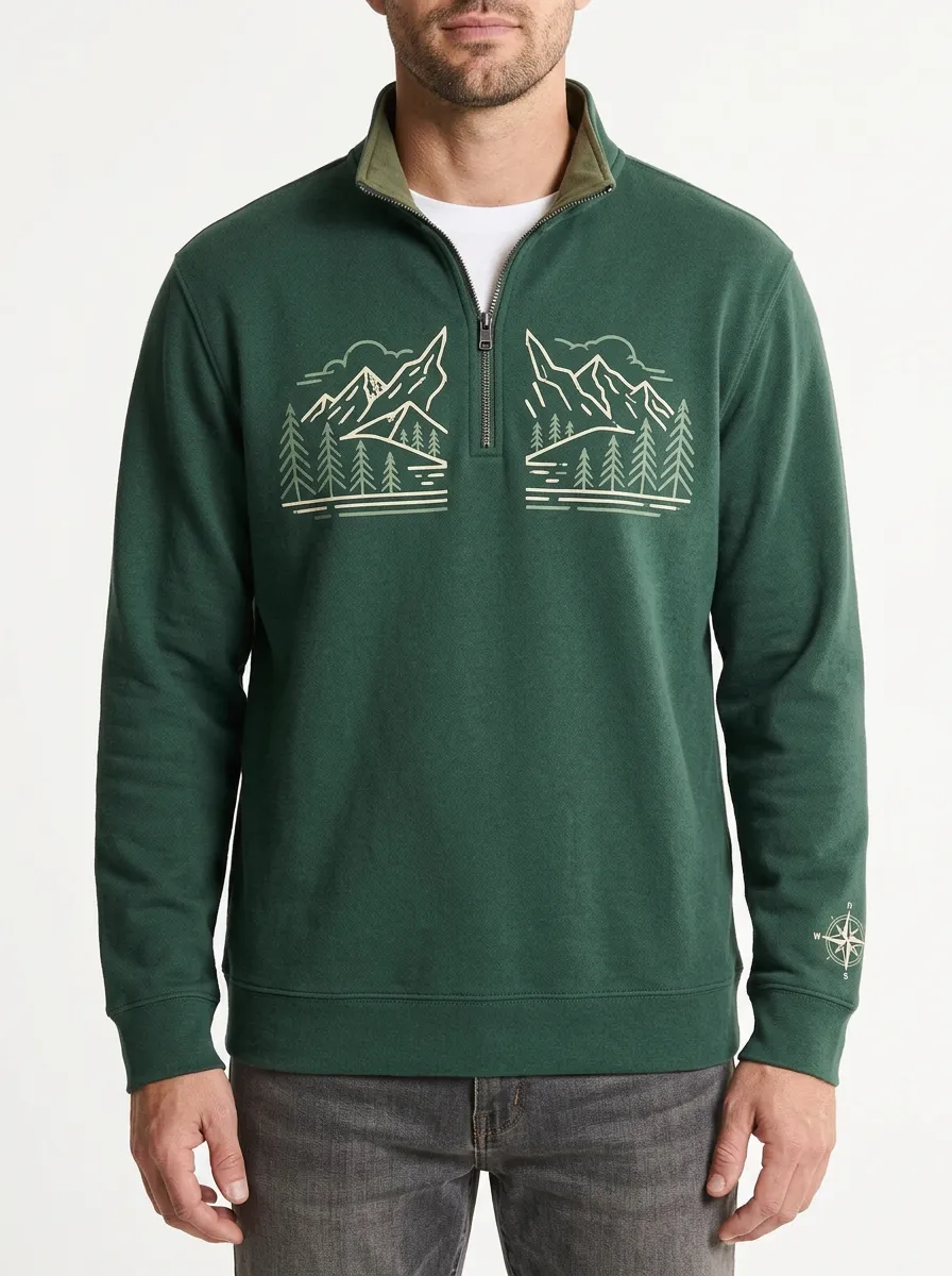 Men's Mountain Pine Forest Quarter Zip Sweatshirt