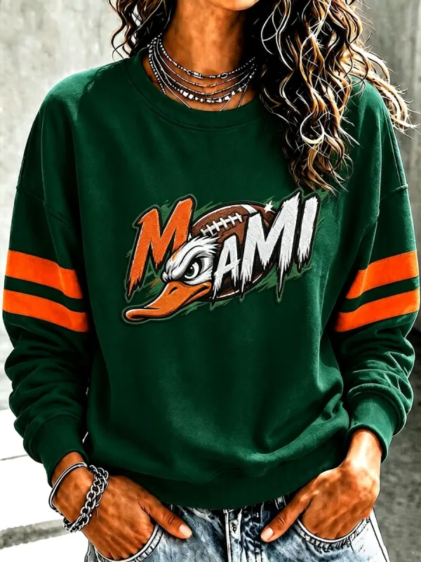 Women'S Football Printed Round Neck Sweatshirt