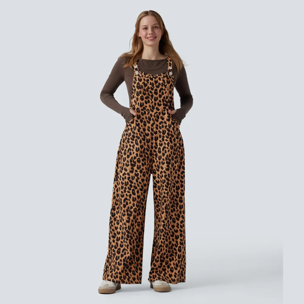 🔥Leopard Print Casual Overalls (With Pockets)
