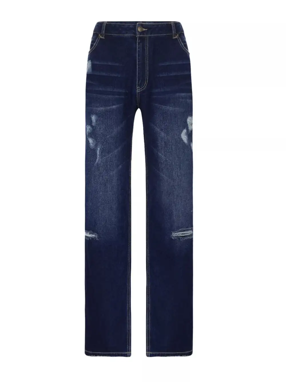 Loose Fit Distressed Denim Jeans