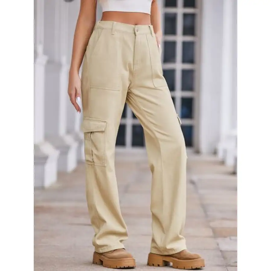 Straight Denim Cargo Pants