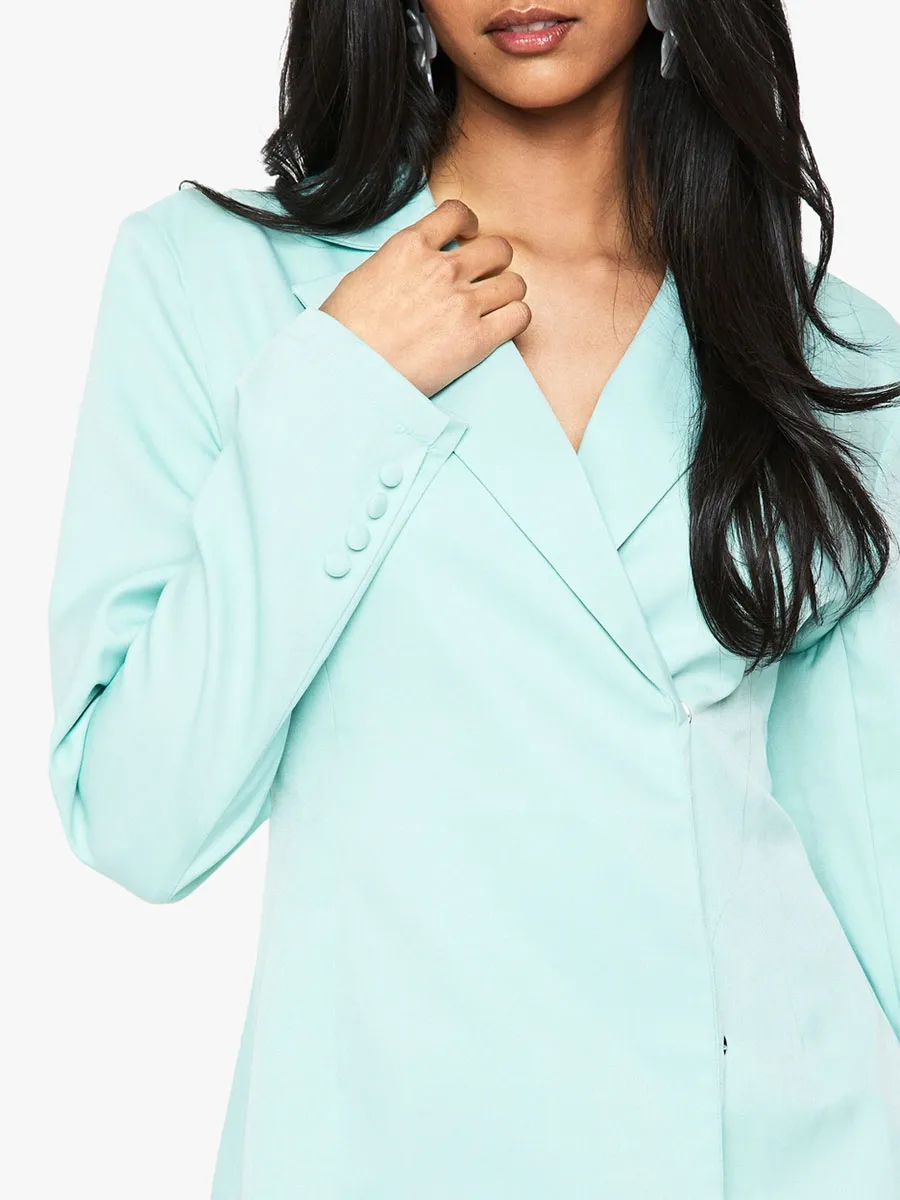 Women's Pink Belted Asymmetric Blazer Dress