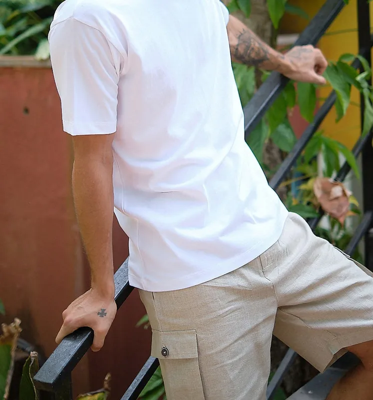 White Cotton Crew Neck T-Shirt