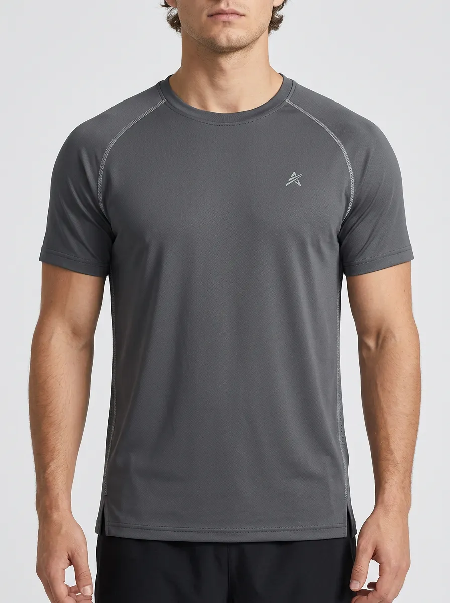 Men's Emblem Athletic Raglan Performance Sport Crewneck T-Shirt