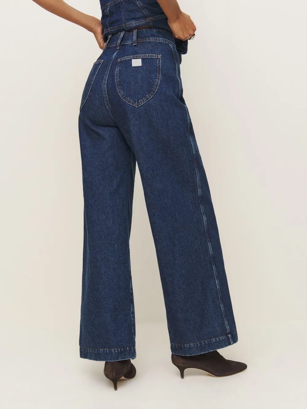 High Waisted Wide Leg Denim Jeans