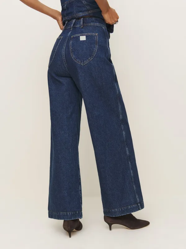 High Waisted Wide Leg Denim Jeans
