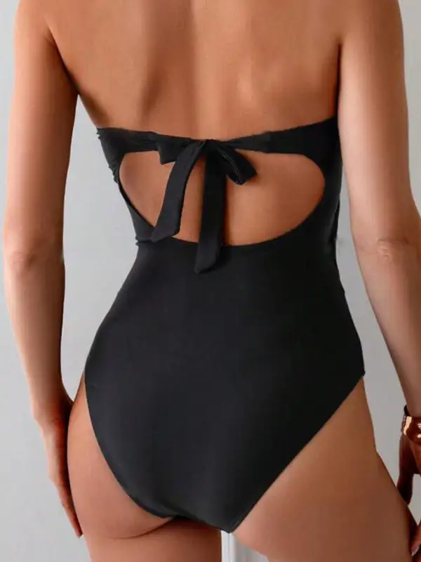 Panel Detail Sweetheart Neck One Piece Swimsuit