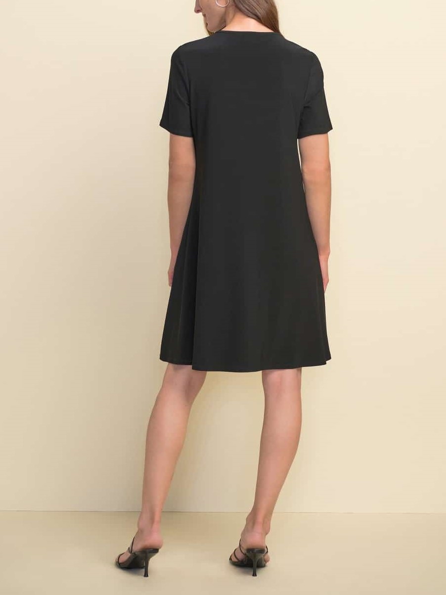 Black and Gray Paneled V-Neck Dress