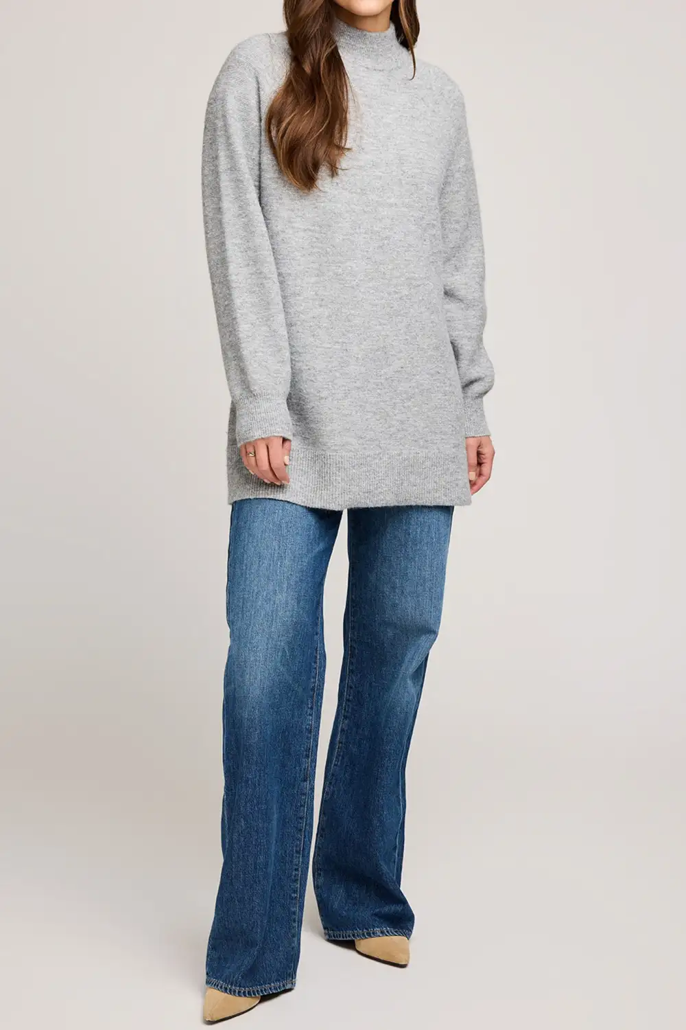 Mock Neck Oversized Tunic Sweater
