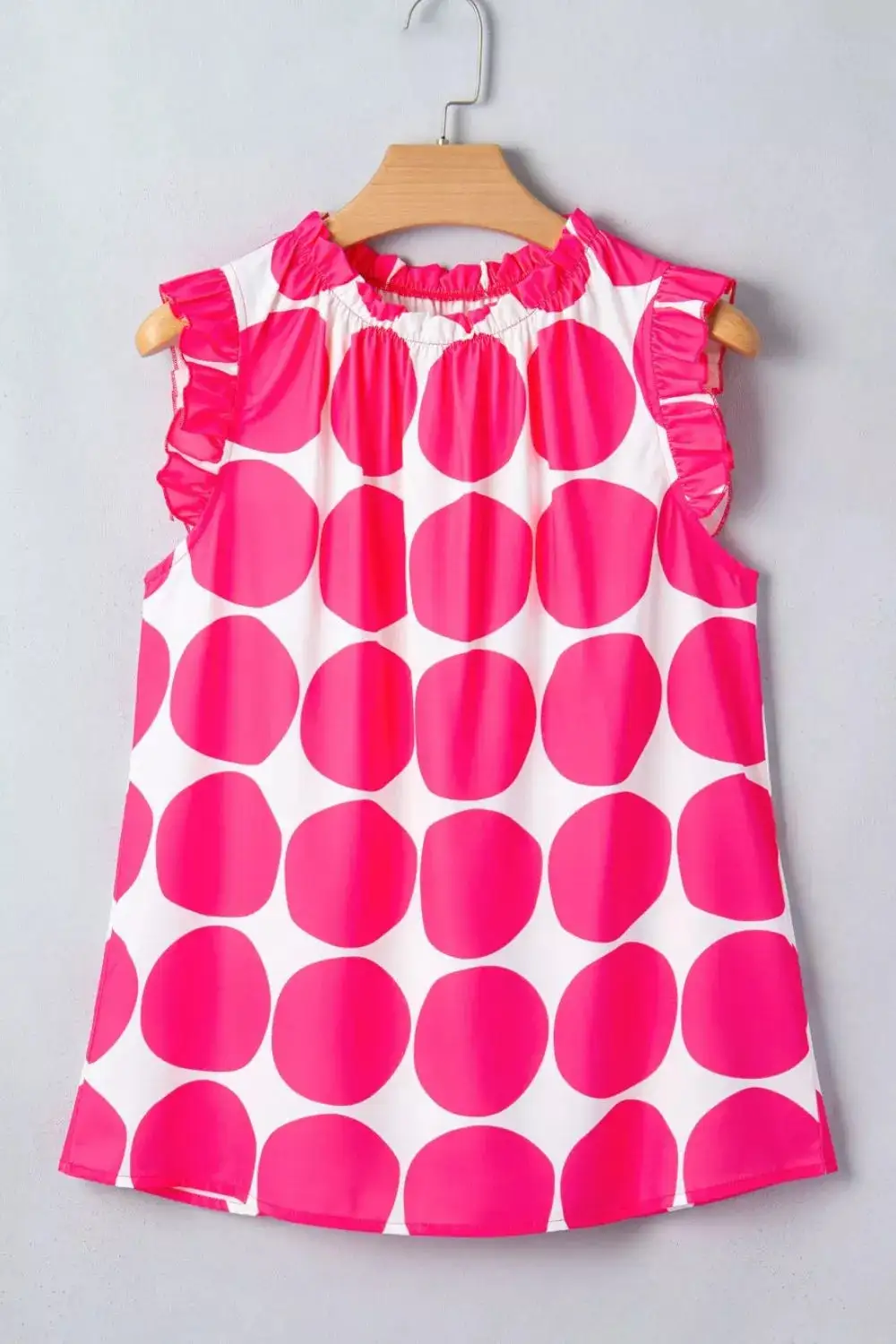 Polka Dot Print Frilled Round Neck Shift