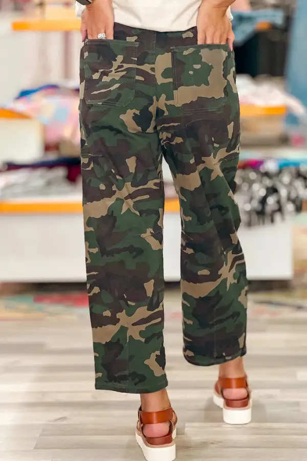 Barrel Leg Pocketed Drawstring Denim Jeans
