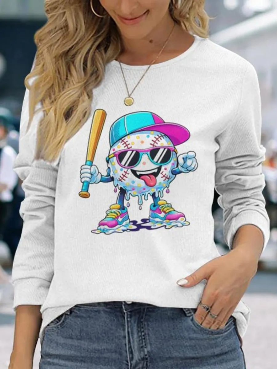 Graffiti Style Baseball Printed T-Shirt
