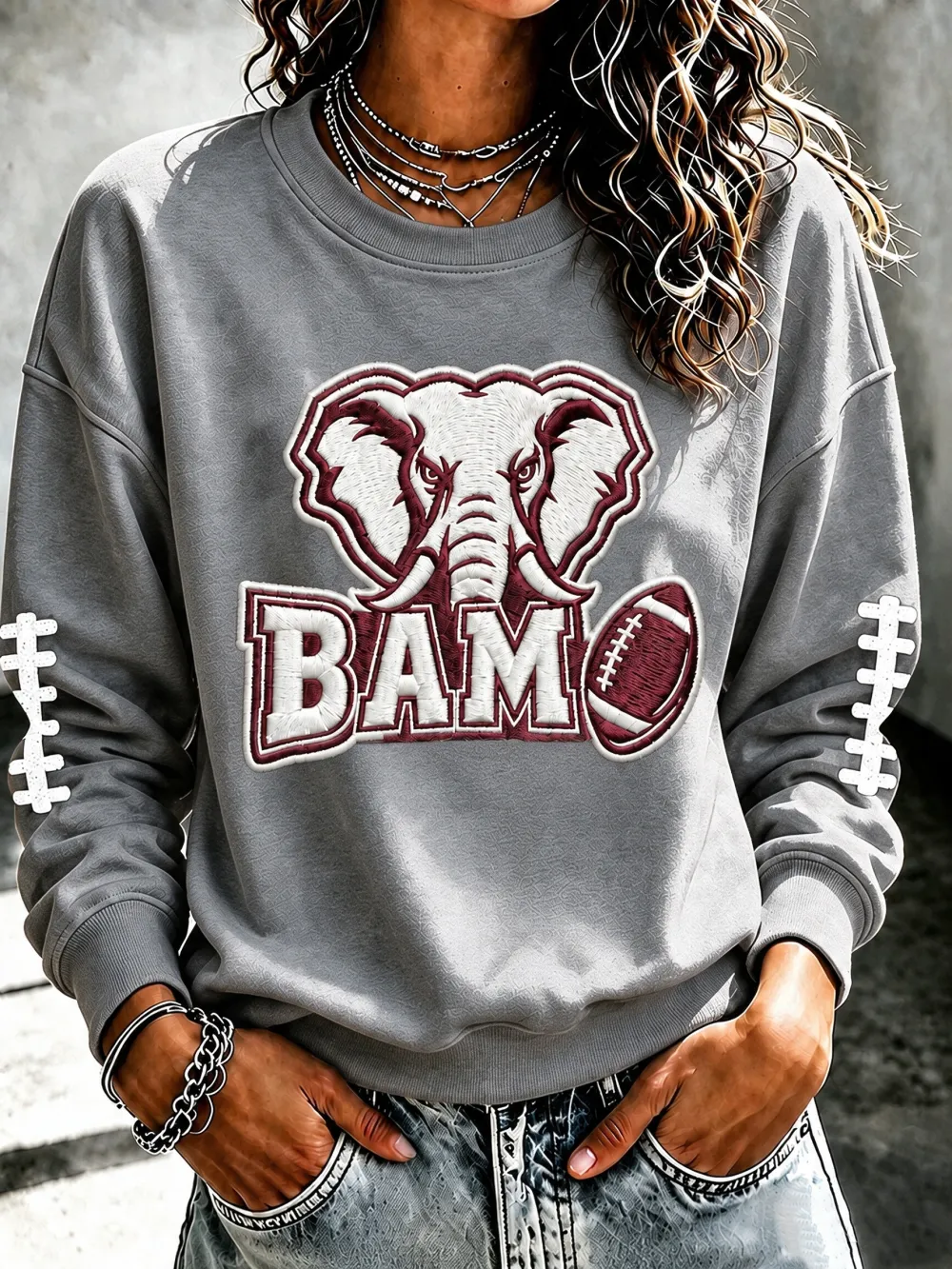 Women'S Football Printed Round Neck T-Shirt