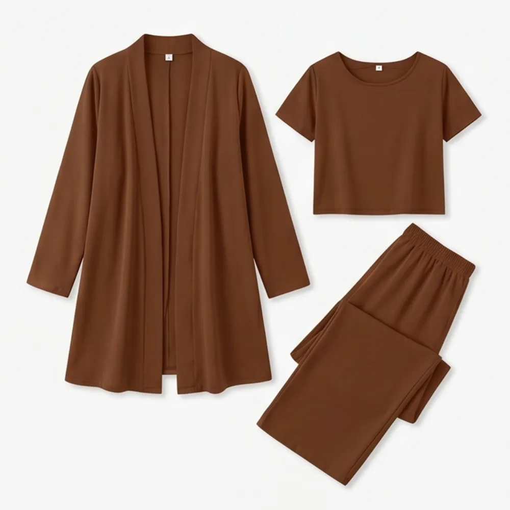 Drape Cardigan Three Piece Set