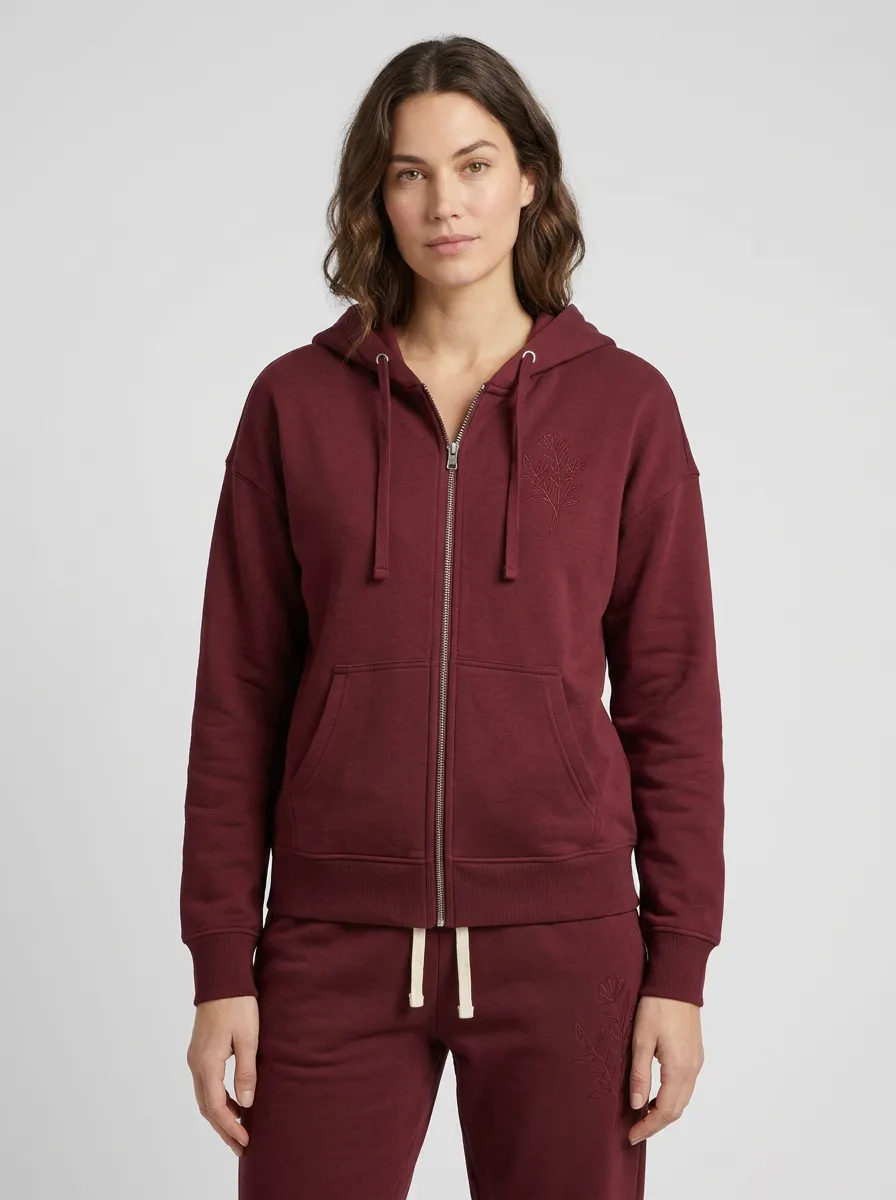 Women's Charcoal Tapered Joggers Zip-Up Hoodie Jacket & Jogger Set