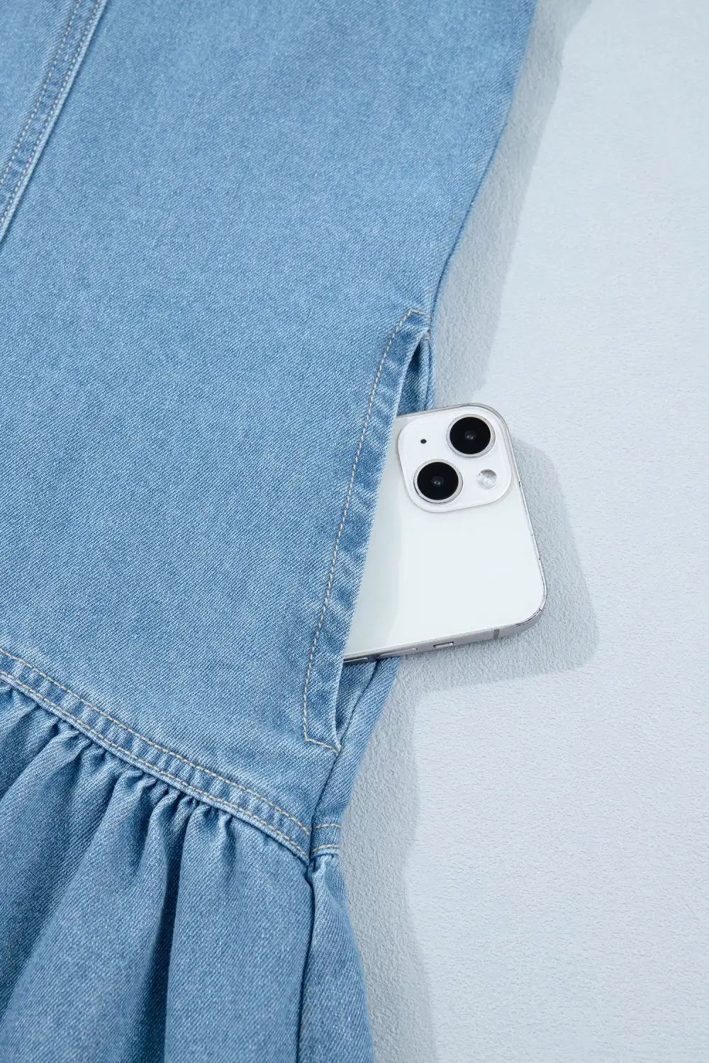 Patchwork Denim Button Front Dress Casual