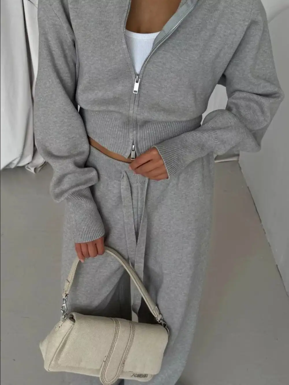 Zip Up Outerwear and Drawstring Pants Set