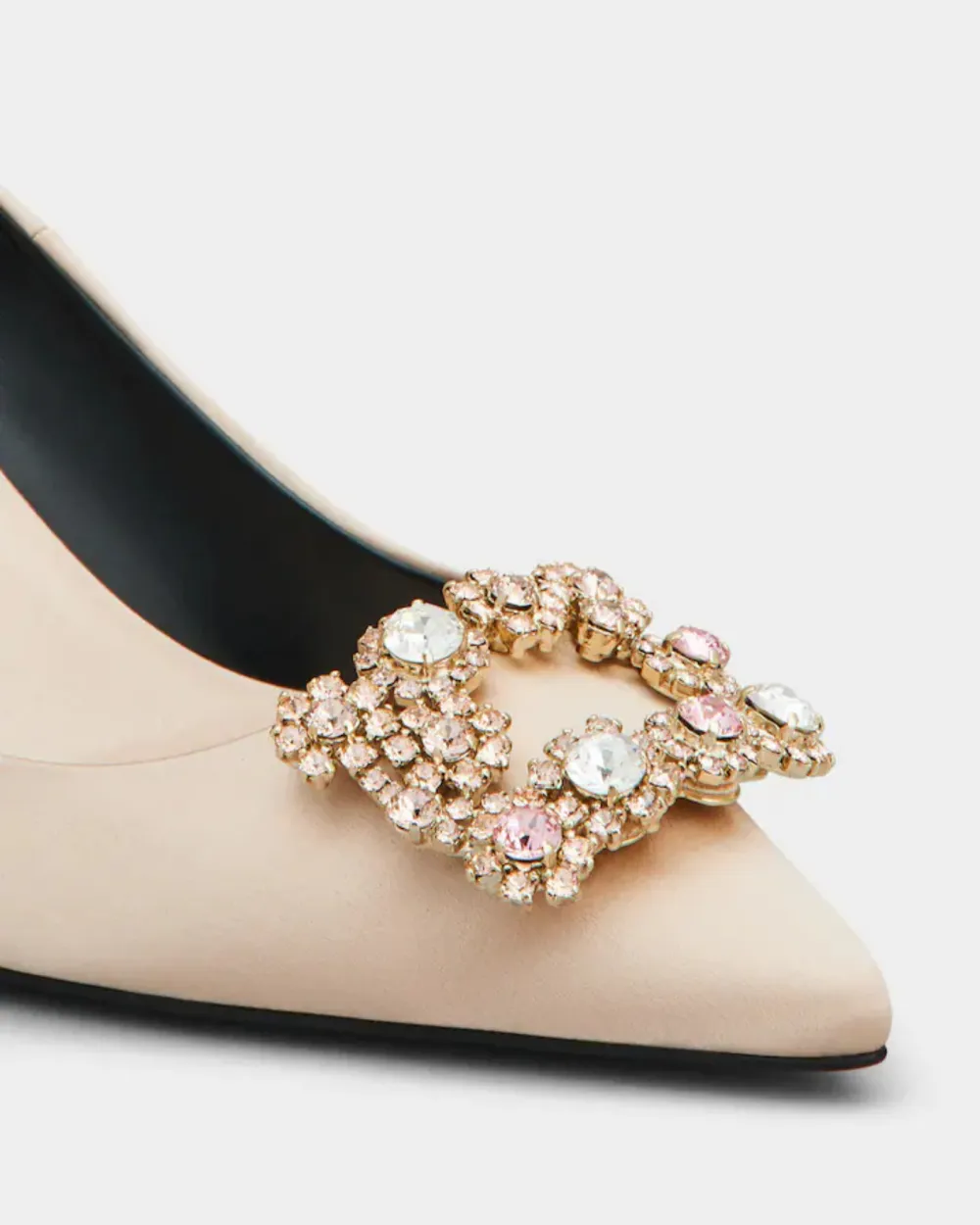 Rhinestone Buckle Pumps in Champagne