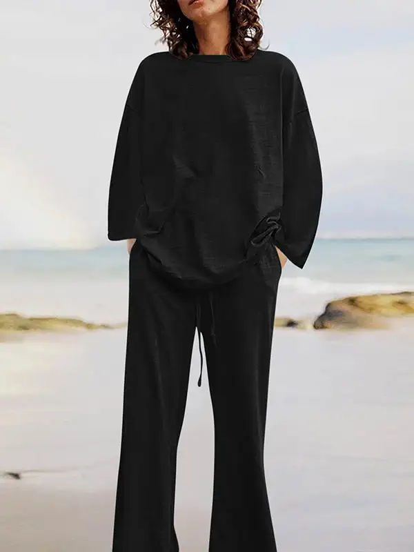 Relaxed Long Sleeve Blouse And Pants Set
