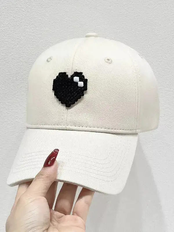 Heart Accent Adjustable Cotton Baseball Cap