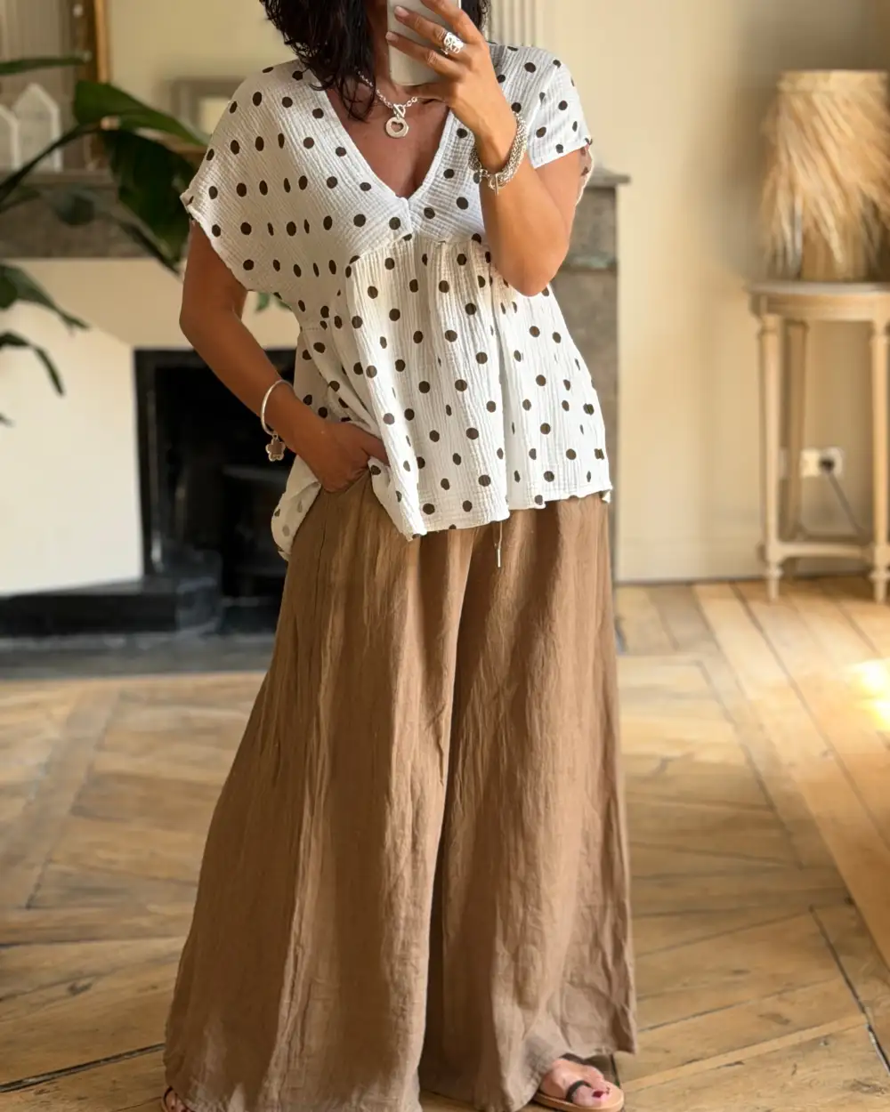 Cotton Polka-Dot Blouse