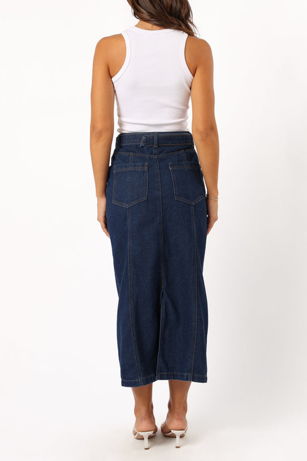 COMFORTABLE MIDI DENIM SKIRT