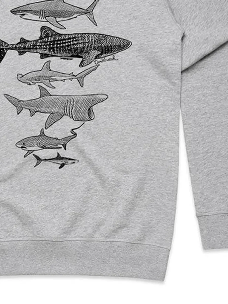Simple shark pattern versatile casual sports shirt
