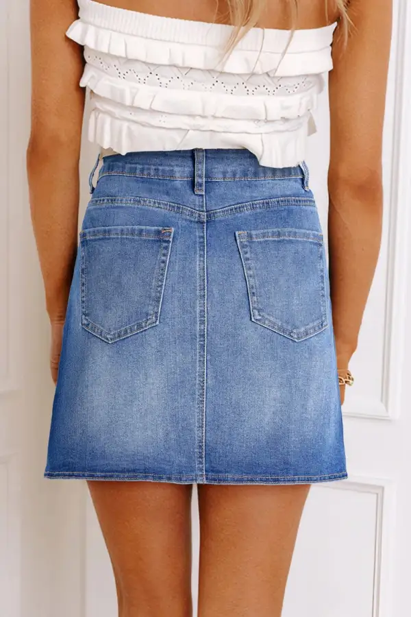 Loose Wrap Denim Skirt