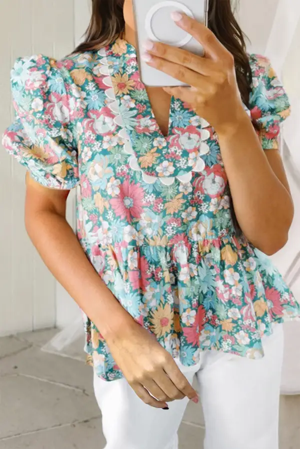 Floral Puff Sleeve Blouse