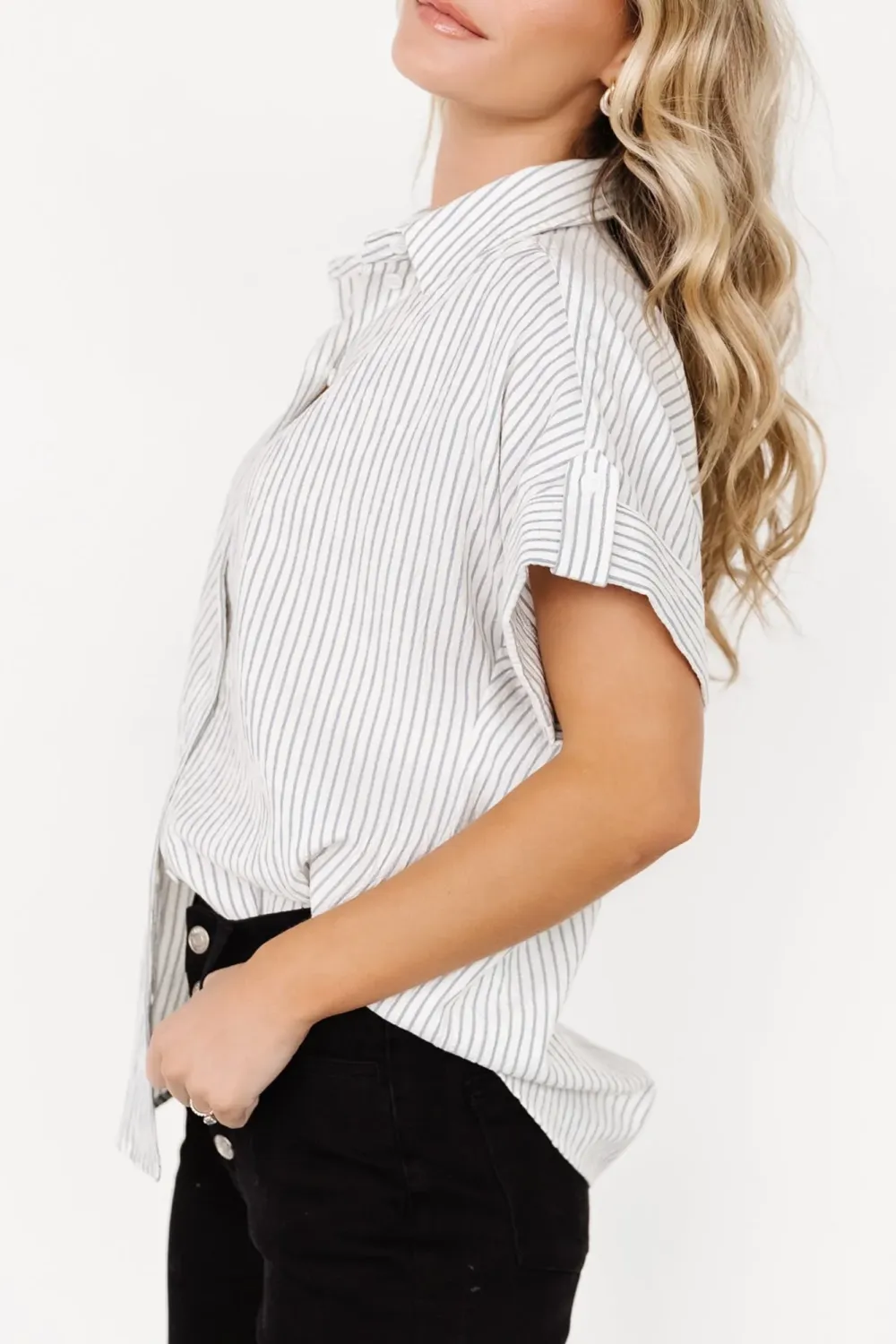 Versatile Loose Soft Light Blue Stripe Shirt