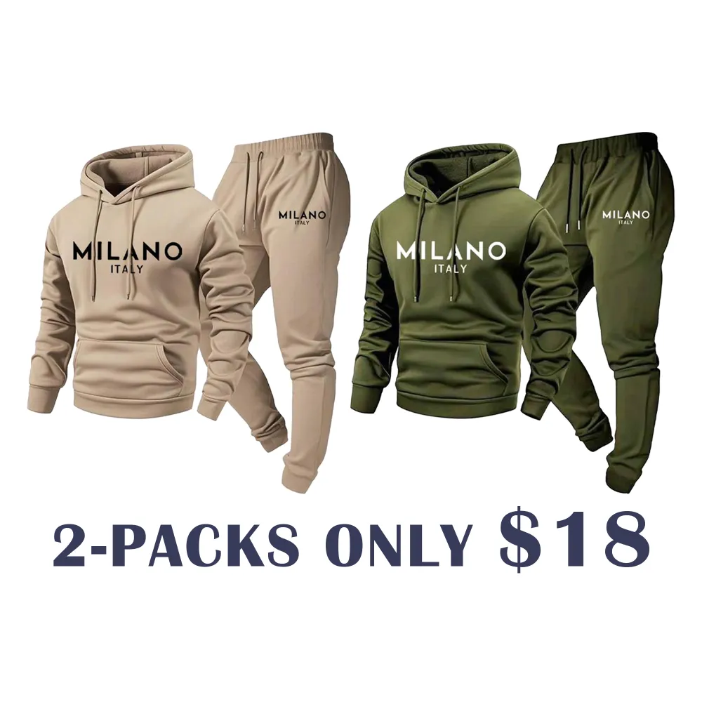 🔥WAREHOUSE SALE-Men's Milano Print Hoodie and Sweatpants Set | Casual Tracksuit for Indoor & Outdoor
