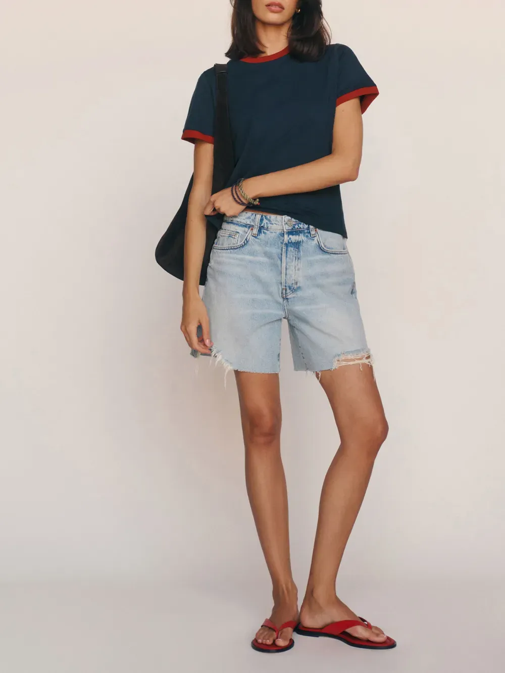 Classic Ribbed Trim Crew Neck T-Shirt