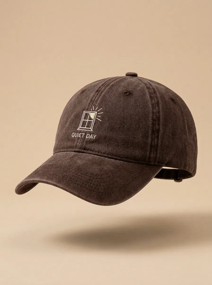 Classic Quiet-Day Window-Motif Embroidered Minimal Unisex Baseball Cap