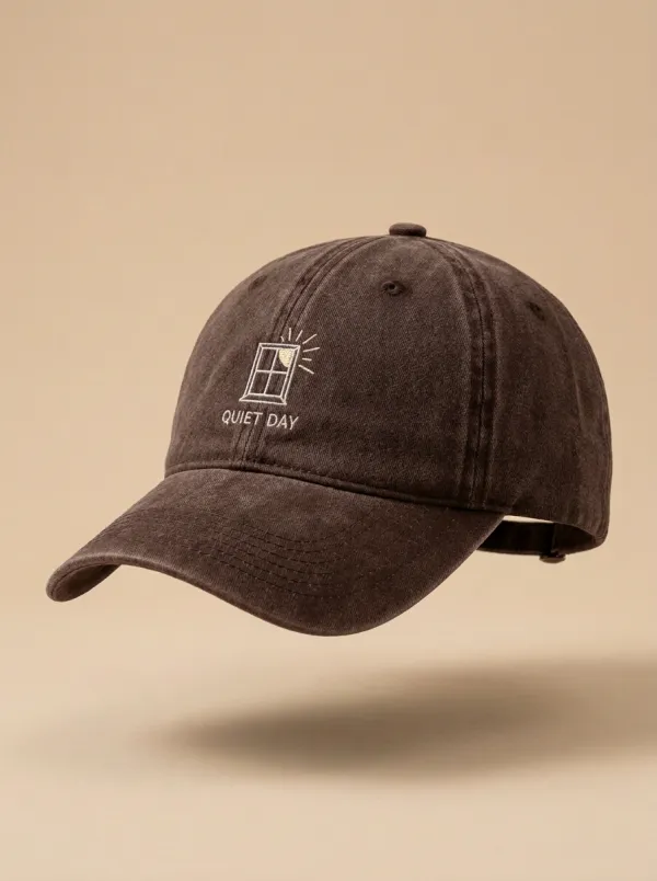 Classic Quiet-Day Window-Motif Embroidered Minimal Unisex Baseball Cap