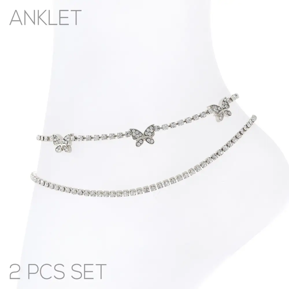 Delicate Butterfly Crystal Anklet