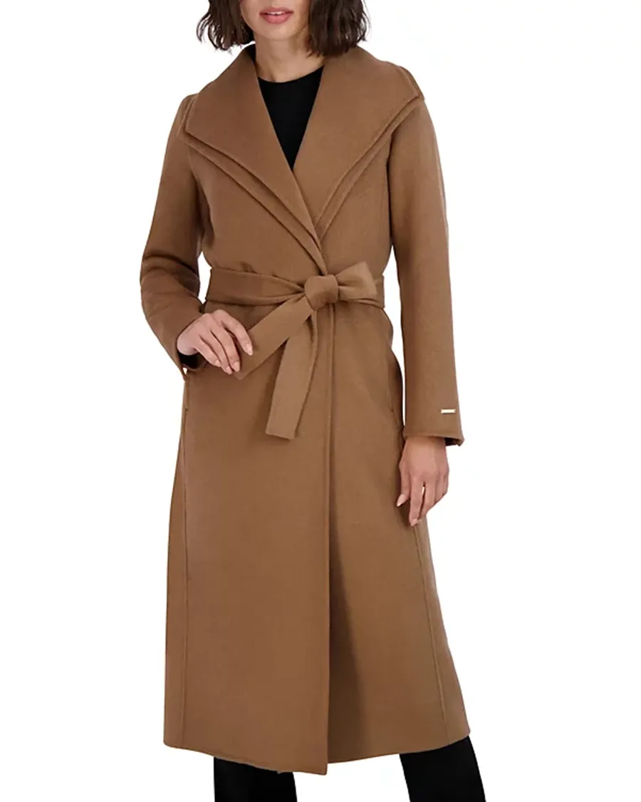 Long Sleeve Belted Wrap Coat