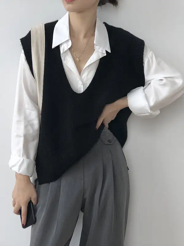 Asymmetric V-Neck Sweater Vest