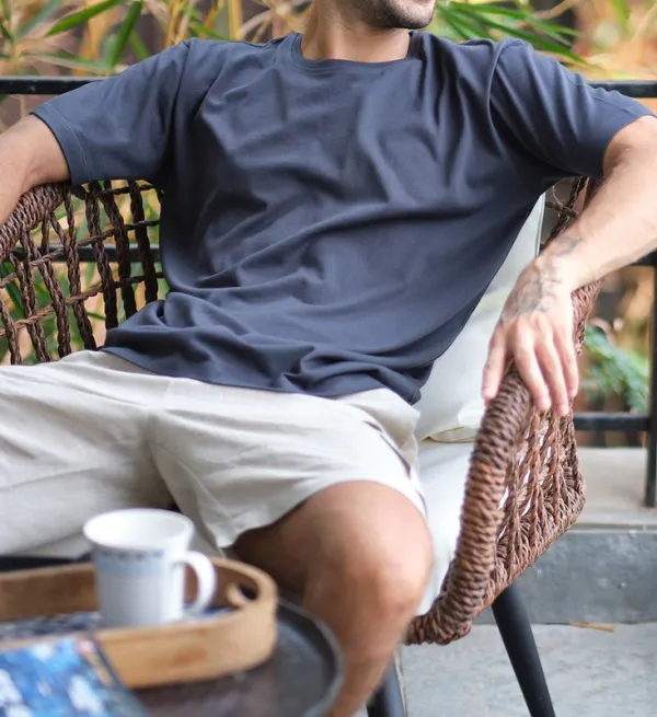 Charcoal Cotton Crew Neck T-Shirt